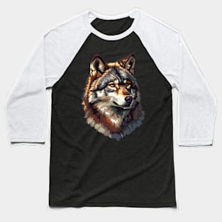 Pixelated Wolf Artistry Baseball T-Shirt